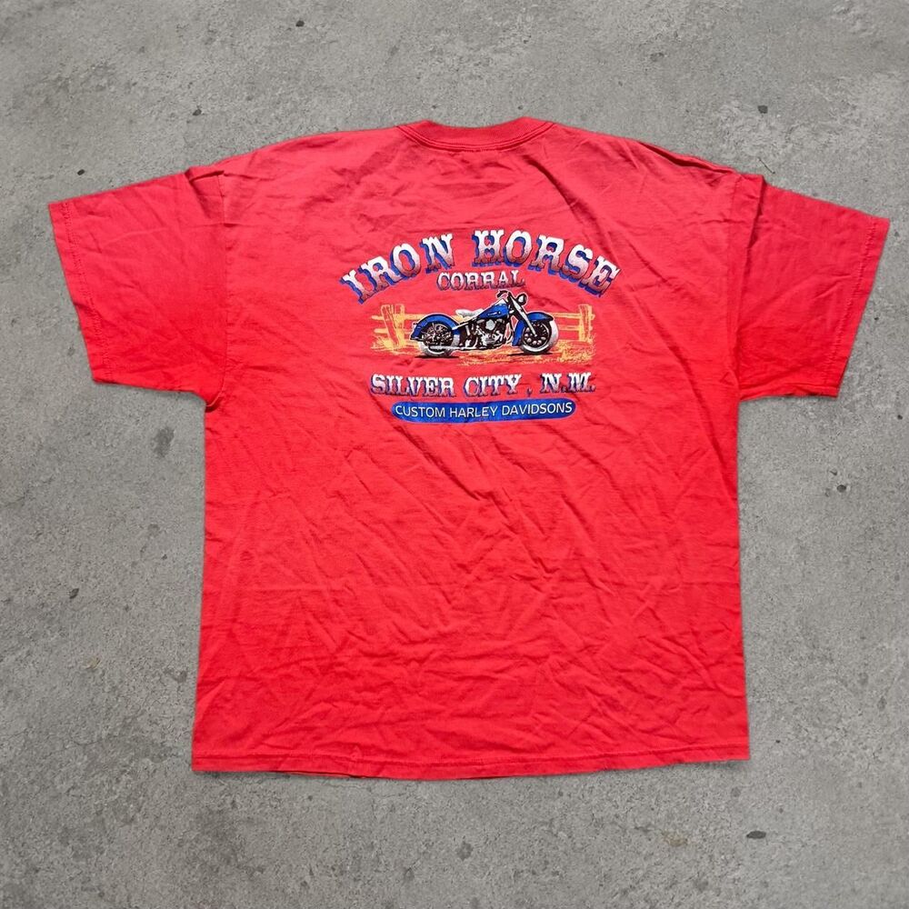 Vintage Y2K Perfectly Faded Harley Davidson Biker Red Shirt Size XL